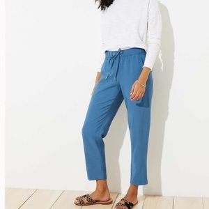 Loft Tapered Blue Drawstring Pants Medium NWT